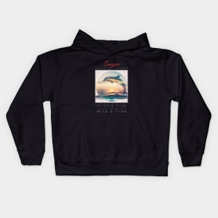 dolphin Sea Sunset Imagine Wild Free Kids Hoodie